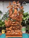 Tượng Gia Đình Gà Gỗ Ngọc Am Cao 114 Ngang 54 Sâu 20 (cm)