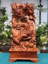 Tượng Rồng Vờn Đĩa Gỗ Hương Cao 75 Ngang 33 Sâu 12 (cm)