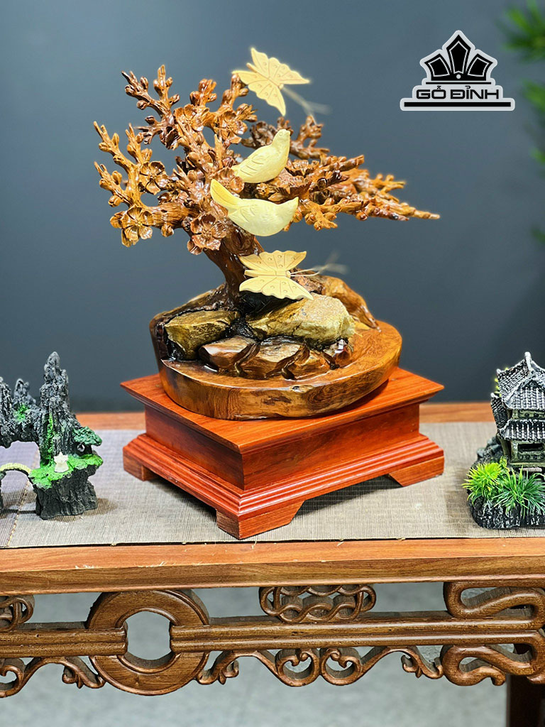 Bình Hoa Mai Bonsai Gỗ Lũa Hương Cao Cả Kỷ 44 Ngang 39 Sâu 30 (cm)