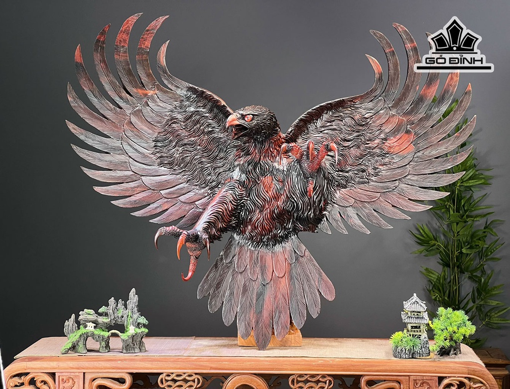 Tượng Đại Bàng Gỗ Trắc Cao 91 Ngang 111 Sâu 23 (cm)