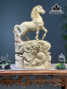 Tượng Nhất Mã Kim Tiền Gỗ Ngọc Am Cao 69 Ngang 46 Sâu 25 (cm)