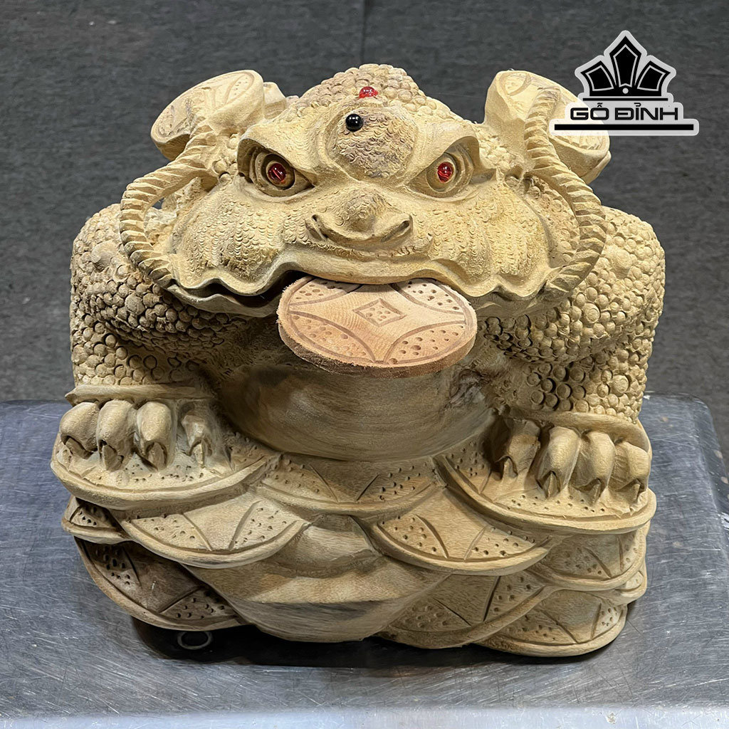 Tượng Thiềm Thừ Gỗ Xá Xị Cao 29 Ngang 31 Sâu 29 (cm)