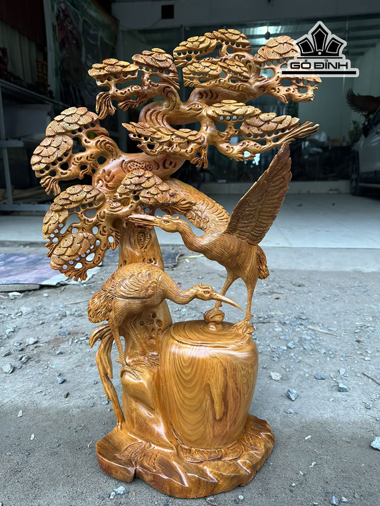 Bình Tùng Gỗ Hương Cao 69 Ngang 45 Sâu 20 (cm)