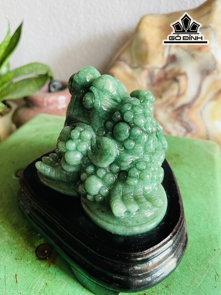 Tác Phẩm Thiềm Thừ Đá Thạch Anh Xanh Cao 12 Ngang 12 (cm) 800g