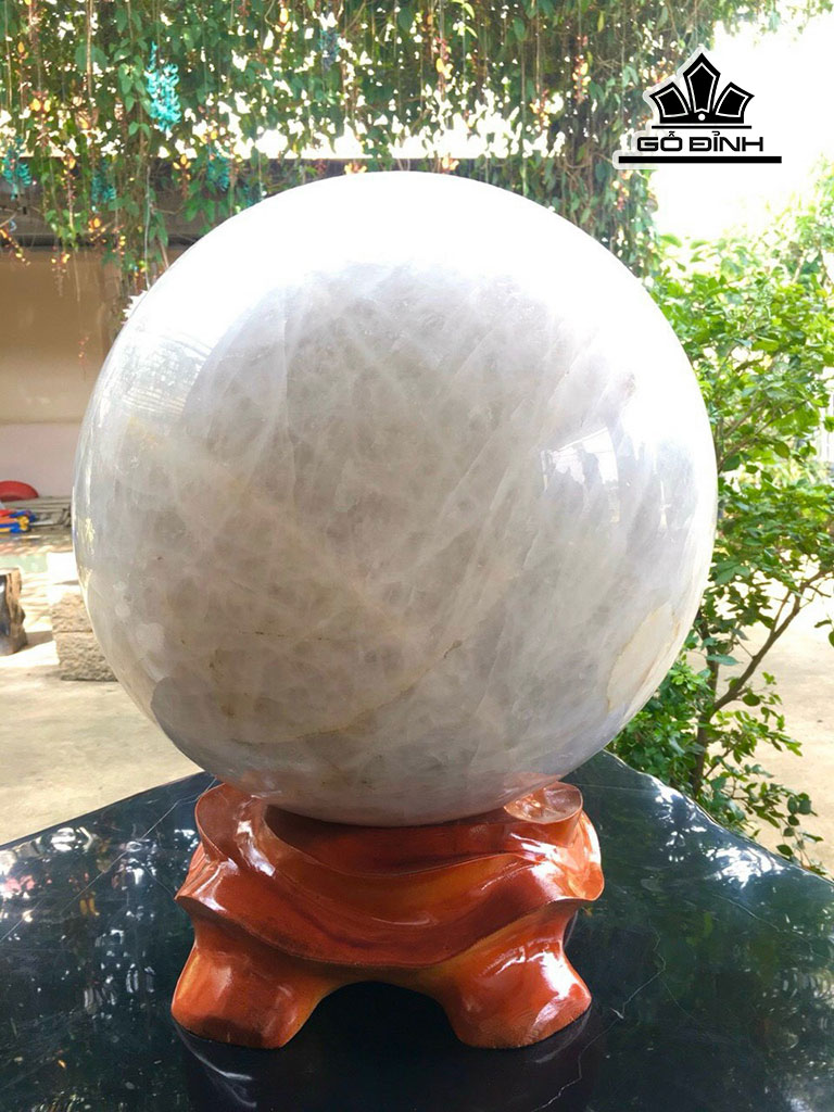 Bi Cầu Đá Thạch Anh Trắng Đường Kính Hạt 32 (cm) 55kg