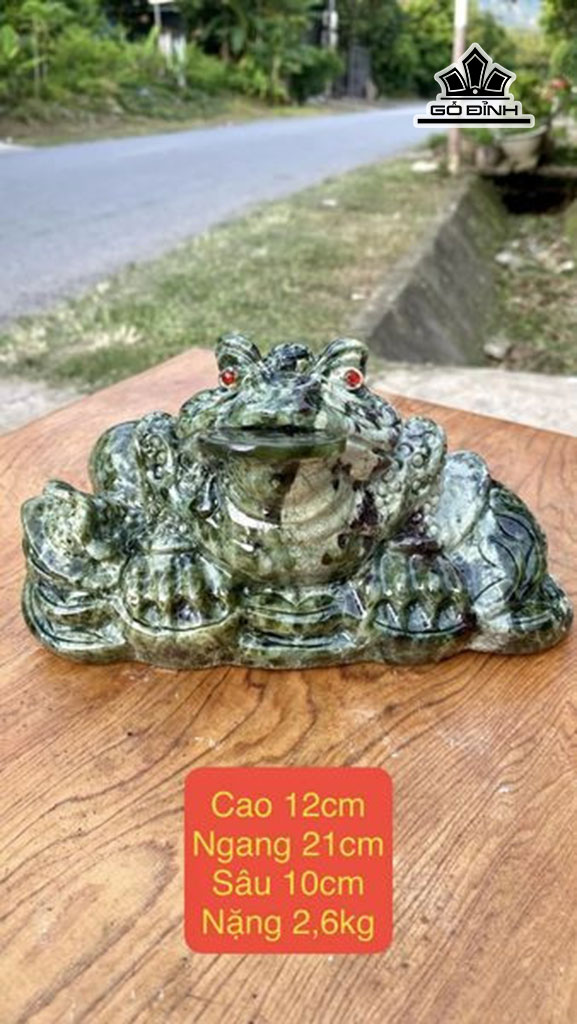 Cụ Thiềm Thừ Đá Serpentine Cao 12 Ngang 21 Sâu 10 (cm) 2,6kg