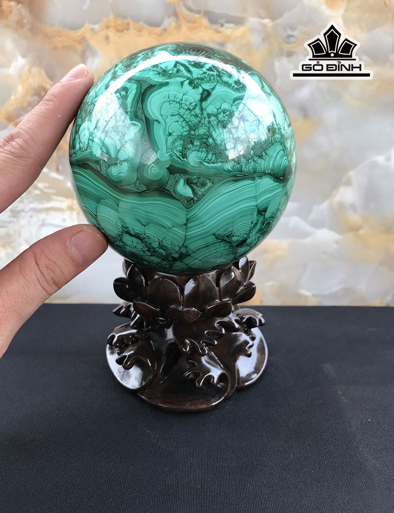 Bi Cầu Đá Malachite Đường Kính Hạt 10 (cm) 1,7kg