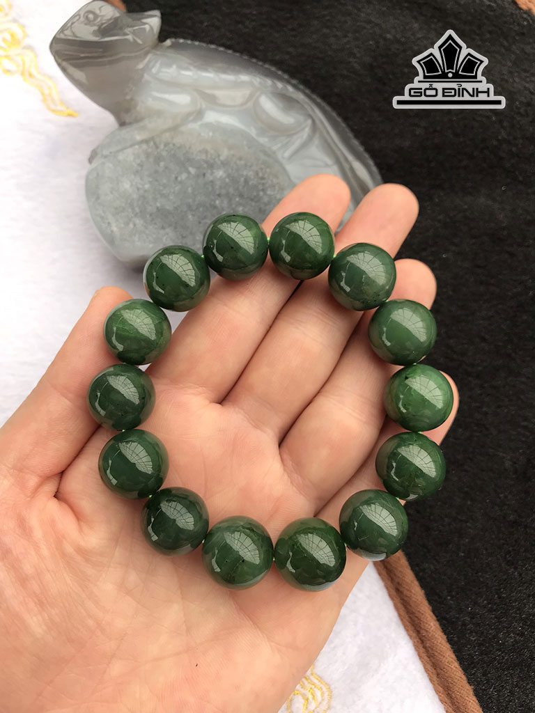 Vòng Tay Đá Ngọc Bích Đường Kính Hạt 16 (mm)