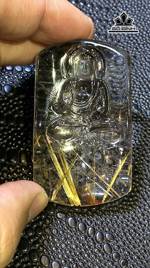 Mặt Dây Chuyền Adida Đá Thạch Anh Tóc Vàng Cao 59 Ngang 35 Sâu 10 (mm) 37,5g