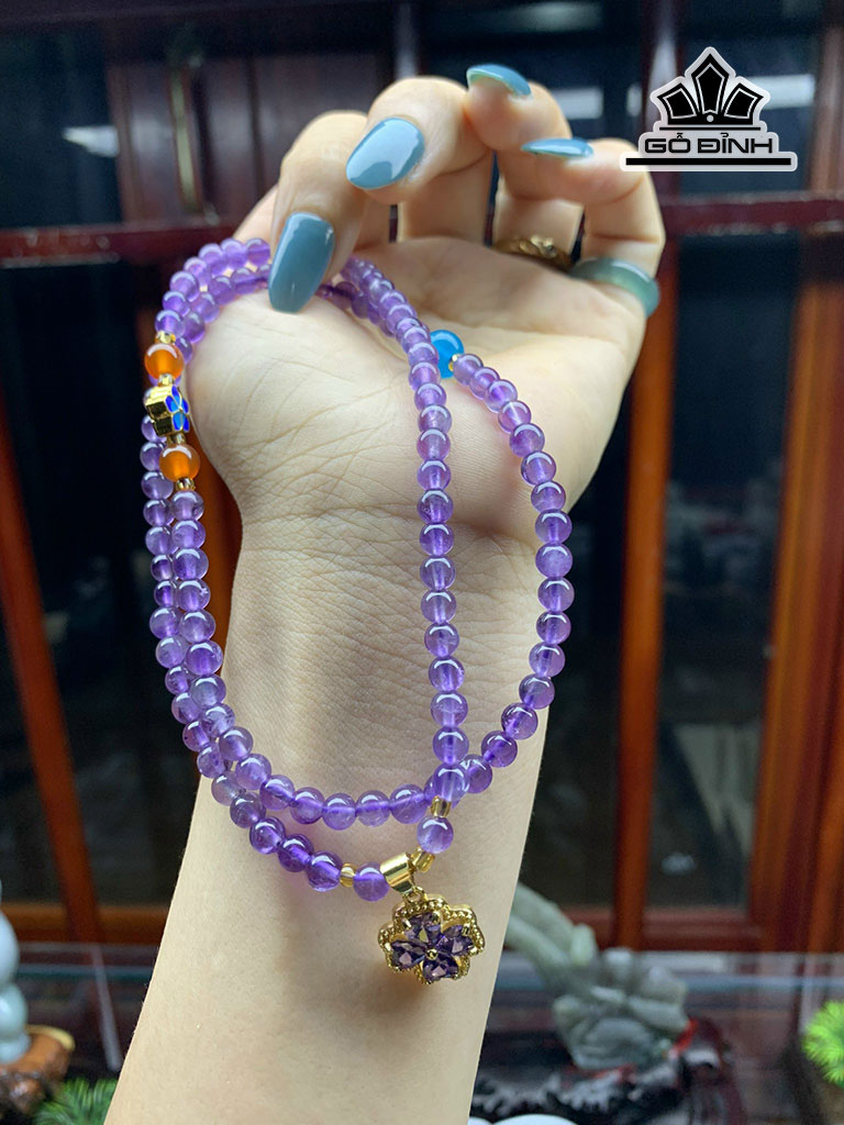 Mặt Dây Chuyền Đá Thạch Anh Tím Đường Kính 4,8 (mm) 22,4g