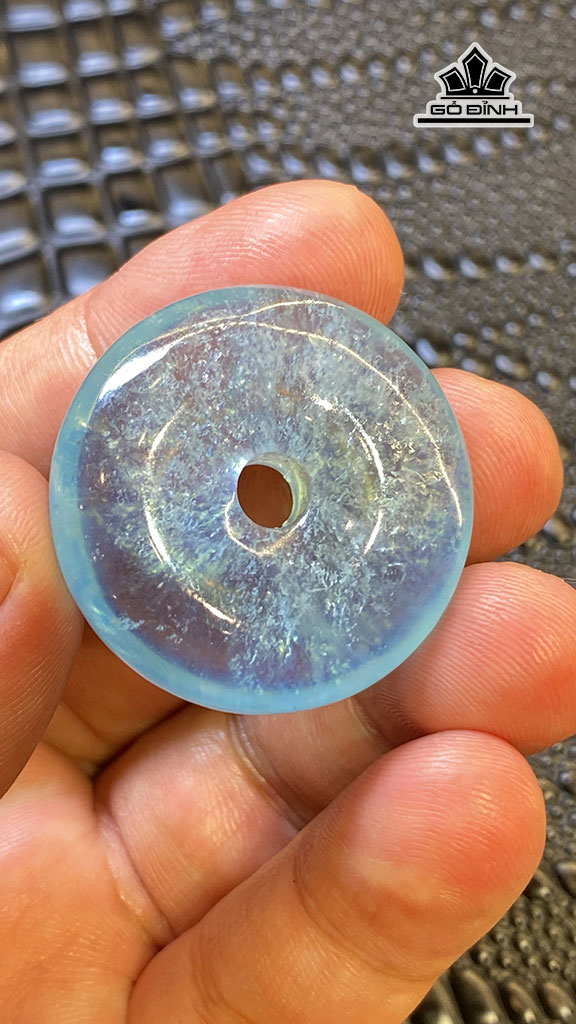 Mặt Dây Chuyền Đồng Điếu Đá Aquamarine Cao 32,8 Ngang 10,8 (mm) 18,3g