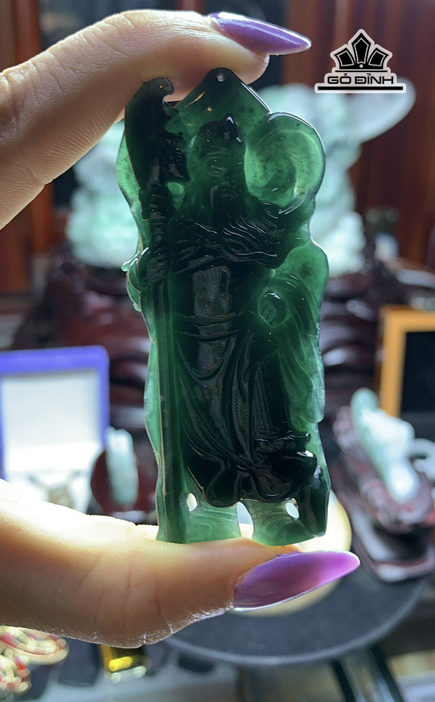 Mặt Dây Chuyền Quan Công Đá Cẩm Thạch Cao 74,4 Ngang 28,1 Sâu 7,4 (mm) 26,9g