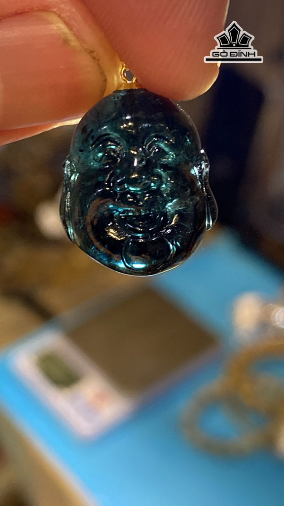 Mặt Dây Di Lặc Đá Tourmaline Cao 18 Ngang 14,6 Sâu 9,2 (mm) 20,5cts