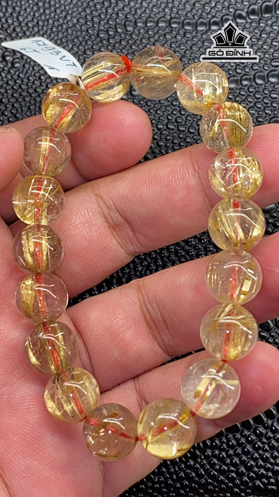 Vòng Tay Đá Thạch Anh Tóc Vàng Đường Kính 10,9 (mm) 34g