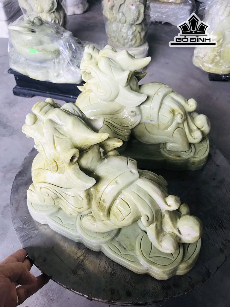 Cặp Tỳ Hưu Đá Serpentine Cao 20 Ngang 28 (cm) 12,5kg