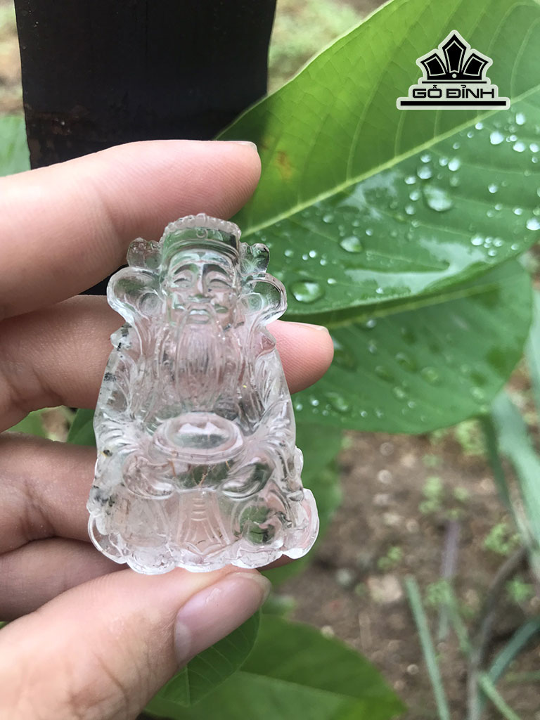 Tượng Thần Tài Đá Thạch Anh Trắng Cao 33 Ngang 48 (cm) 160cts