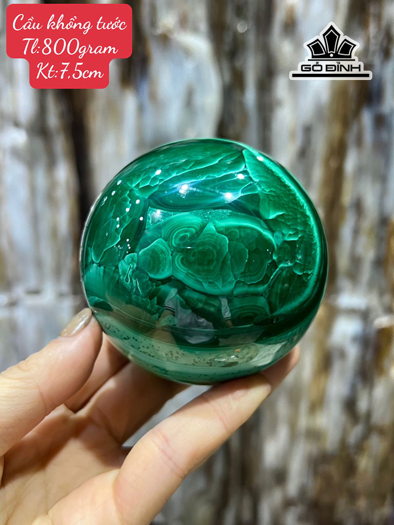 Bi Cầu Đá Malachite Đường Kính 7,5 (cm) 800g