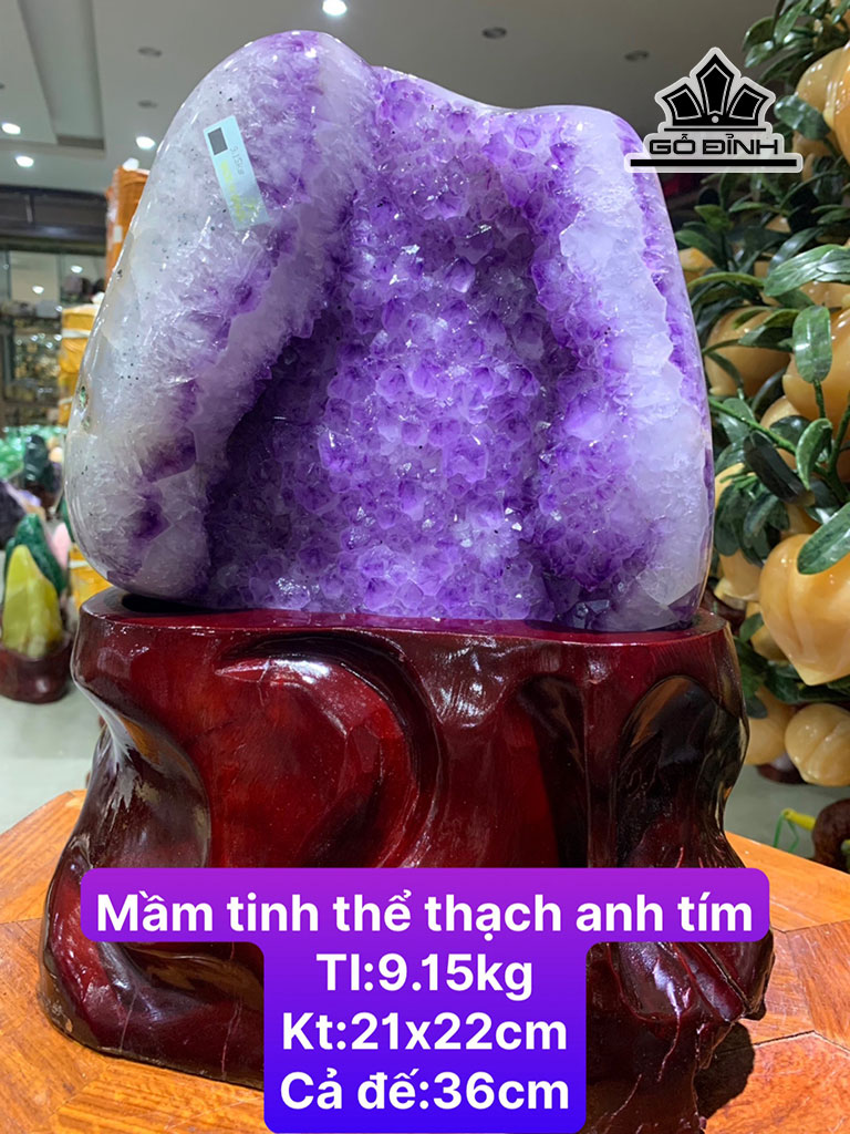Tác Phẩm Mầm Tinh Thể Đá Thạch Anh Tím Cao 36 Ngang 22 Riêng Đá Cao 21 (cm) 9,15kg