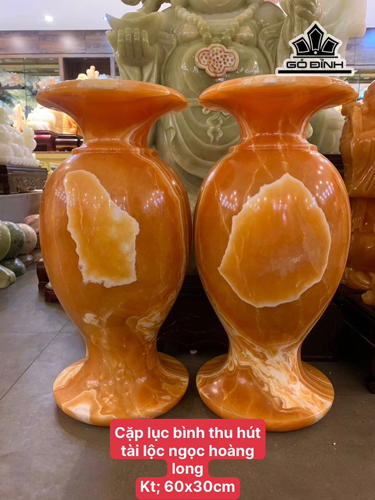 Cặp Lục Bình Tài Lộc Đá Ngọc Hoàng Long Cao 60 Ngang 20 (cm)