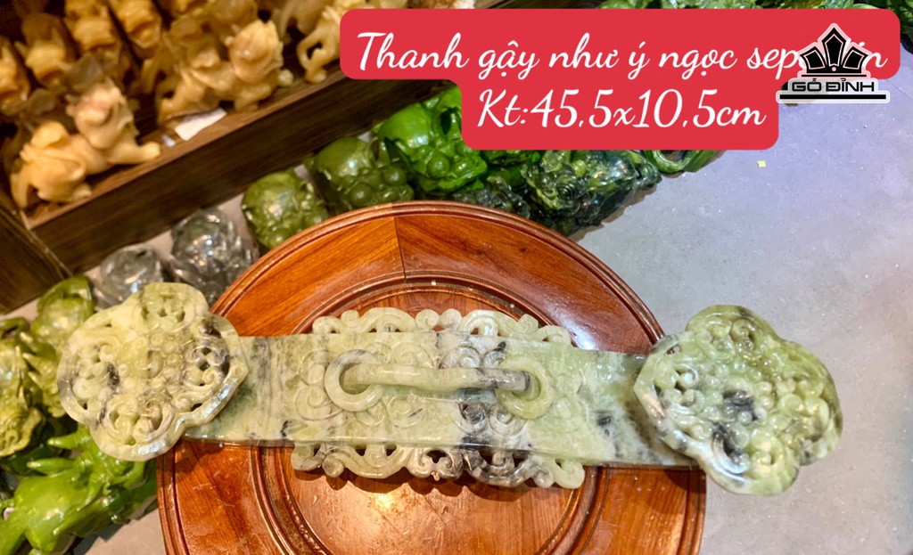 Gậy Như Ý Đá Serpentine Cao 45,5 Ngang 10,5 (cm)