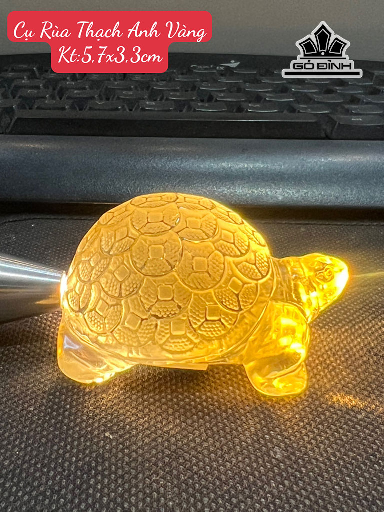 Tác Phẩm Cụ Rùa Đá Thạch Anh Vàng Cao 5,7 Ngang 3,3 (cm)