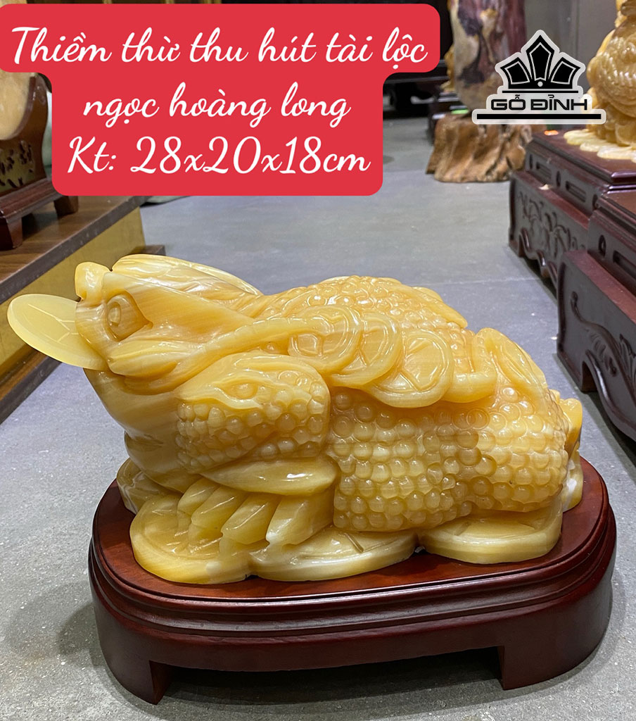 Thiềm Thừ Tài Lộc Đá Ngọc Hoàng Long Cao 28 Ngang 20 Sâu 18 (cm)