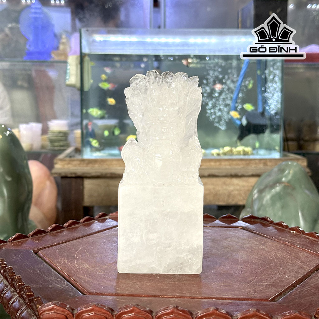 Ấn Rồng Đá Thạch Anh Trắng Cao 20 Ngang 8 (cm) 1,63kg