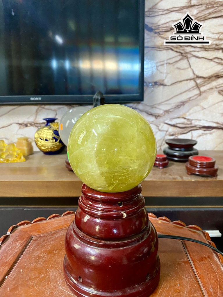 Bi Cầu Đá Thạch Anh Vàng Đường Kính 10,5 (cm) 1,67kg