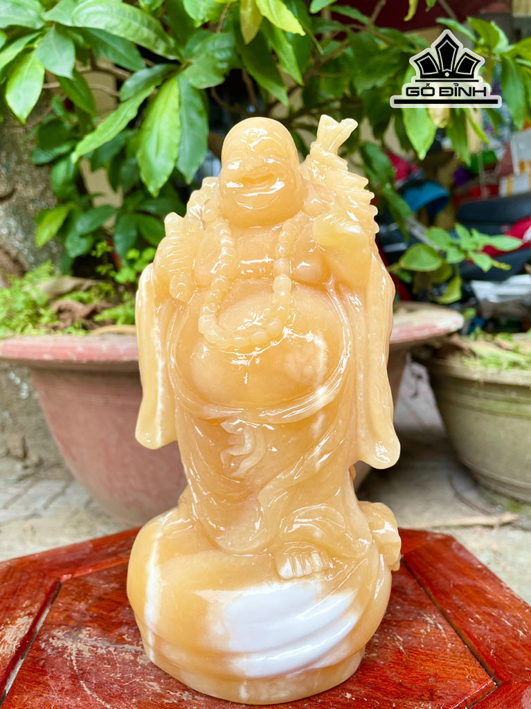 Di Lặc Gánh Túi Tiền Đá Ngọc Hoàng Long Cao 20 (cm) 2,5kg