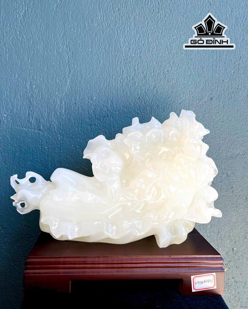 Tác Phẩm Bắp Cải Tài Lộc Đá Onyx Trắng Cao 28 Ngang 32 (cm) 6,8kg