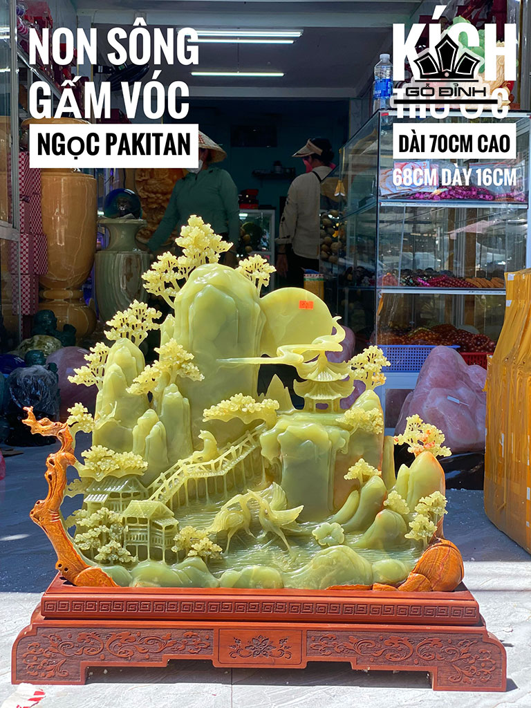 Tác Phẩm Non Sơn Gấm Vóc Đá Pakistan Cao 68 Ngang 70 Sâu 16 (cm)