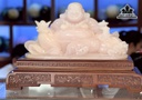 Tượng Di Lặc Đá Onyx Hồng Cao 35 Ngang 37 Riêng Đá Cao 22 (cm)
