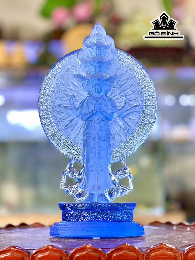 Tượng Phật Nghìn Mắt Nghìn Tay Đá Lưu Ly Cao 25 (cm)