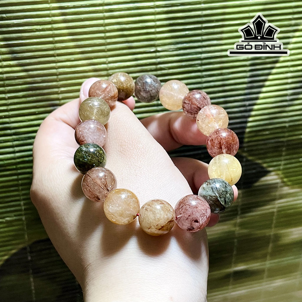 Vòng Tay Đá Thạch Anh Tóc Tam Tài Đường Kính Hạt 13,2 (mm)