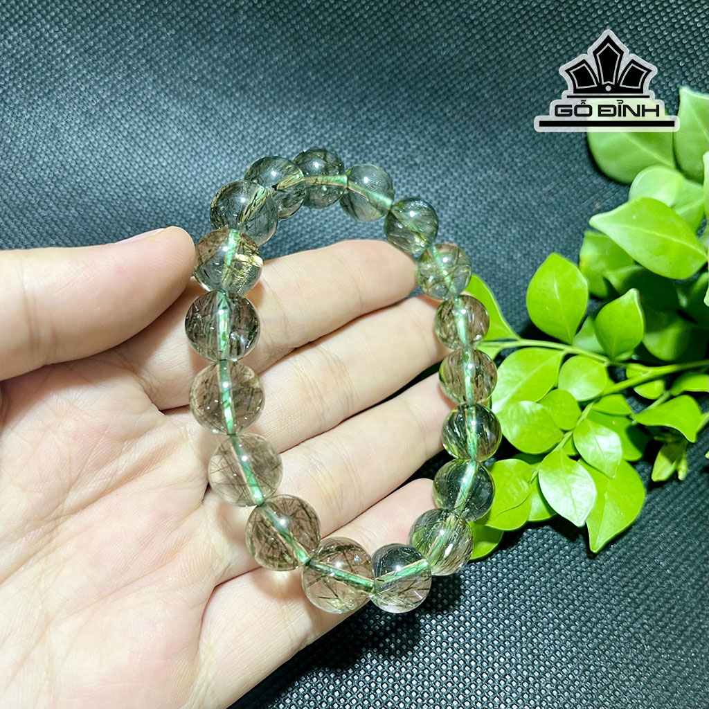 Vòng Tay Đá Thạch Anh Tóc Xanh Đường Kính 11,4 (mm)