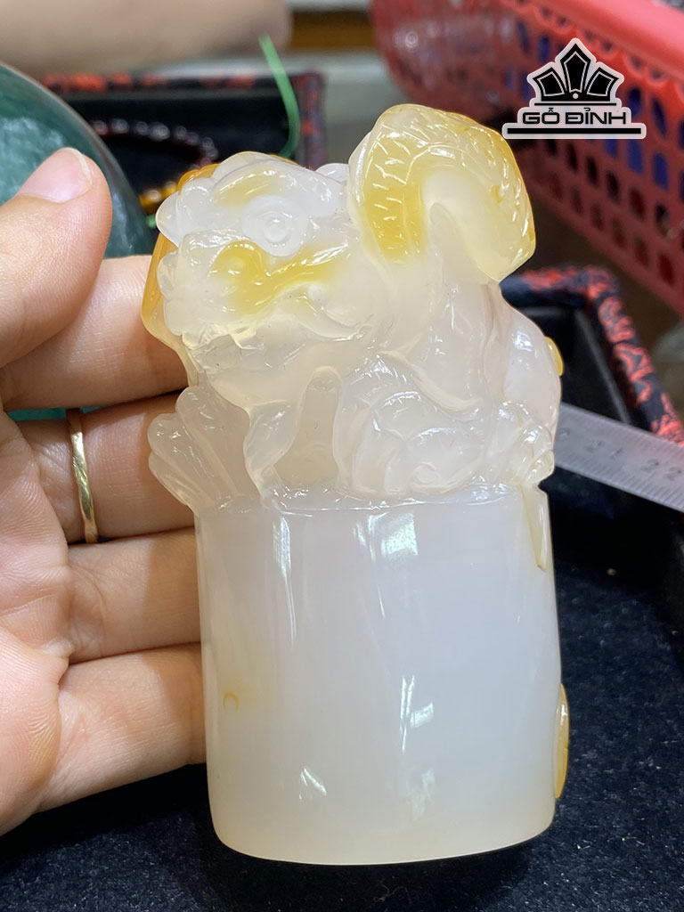 Ấn Tỳ Hưu Cánh Tiên Đá Mã Não Cao 85 Ngang 52 Sâu 40 (cm)