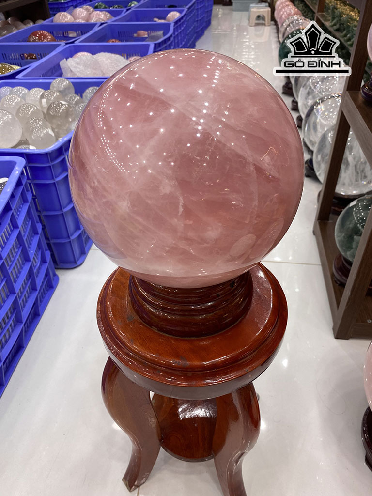 Bi Cầu Đá Thạch Anh Hồng Đường Kính 19 (cm) 13,8kg