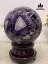Bi Cầu Đá Thạch Anh Tím Hoa Tranh Đường Kính 20 (cm) 12,8kg