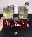 Tác Phẩm Phu Thê Nguyệt Quang Đá Xà Cừ (Labradorite) Cao 18,5 Ngang 26 Sâu 11 (cm) 2,2kg