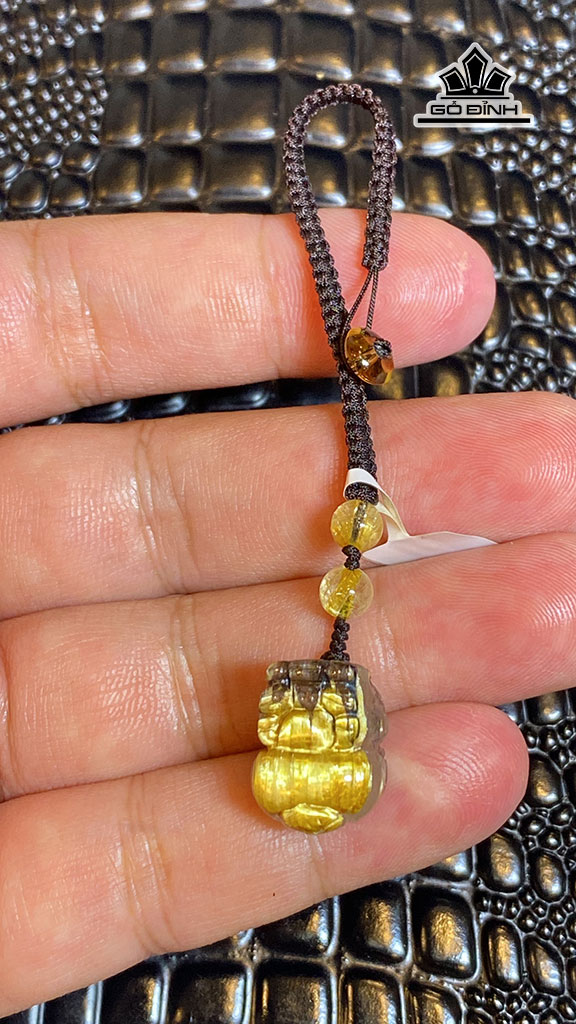 Móc Chìa Khóa Tỳ Hưu Đá Thạch Anh Tóc Vàng Cao 15,8 Ngang 13 Sâu 10 (mm) 4,5g