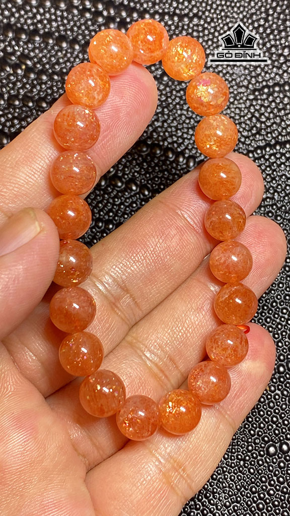 Vòng Tay Đá Mặt Trời (Sunstone) Đường Kính Hạt 9,1 (mm) 22,2g