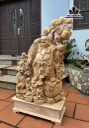 Tượng Phật Di Lặc Tam Phúc Vác Cành Đào Gỗ Ngọc Am Cao 100 Ngang 55 Sâu 22 (cm)