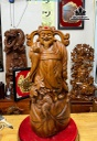 Tượng Thần Tài Gỗ Ngọc Am Cao 87 Ngang 38 Sâu 33 (cm)