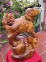 Tượng Chó Gỗ Hương Cao 42 Ngang 26 Sâu 14 (cm)