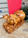 Tượng Heo Gỗ Hương Cao 21 Ngang 30 Sâu 18 (cm)