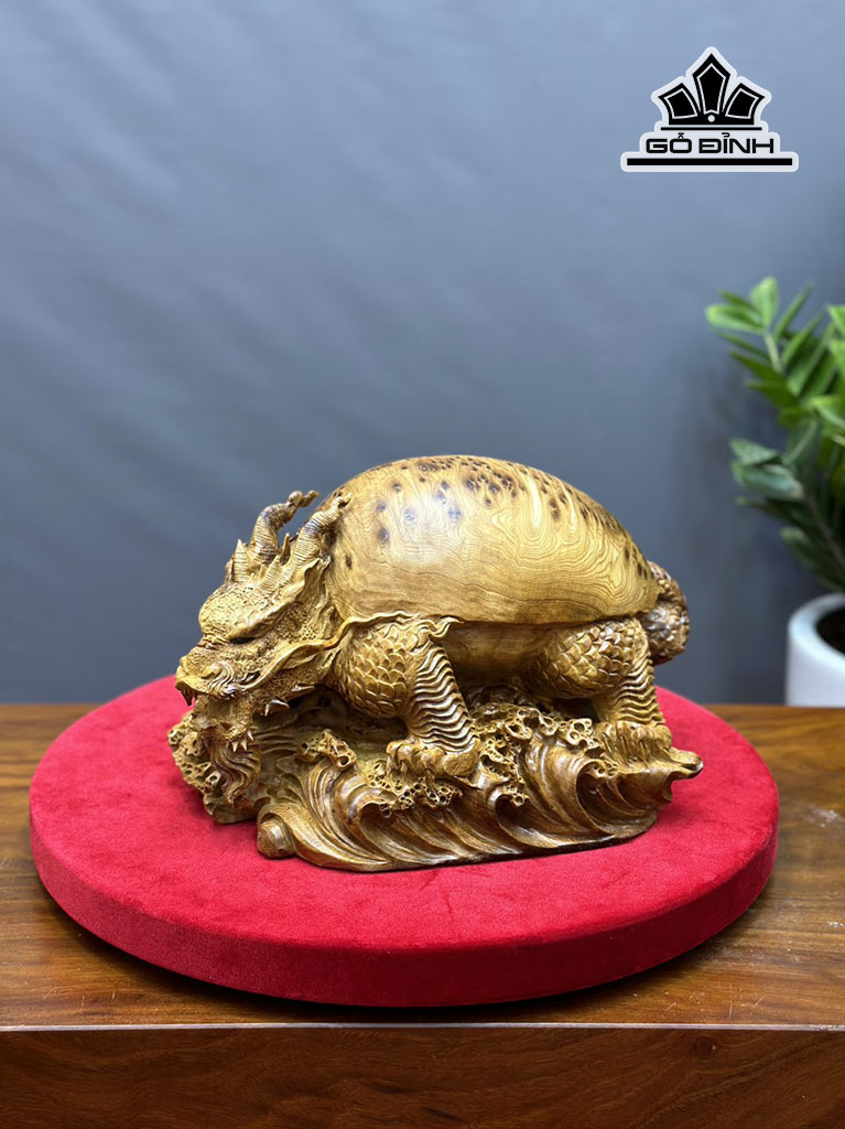 Tượng Long Quy Gỗ Nu Ngọc Am Cao 25 Ngang 36 Sâu 22 (cm)