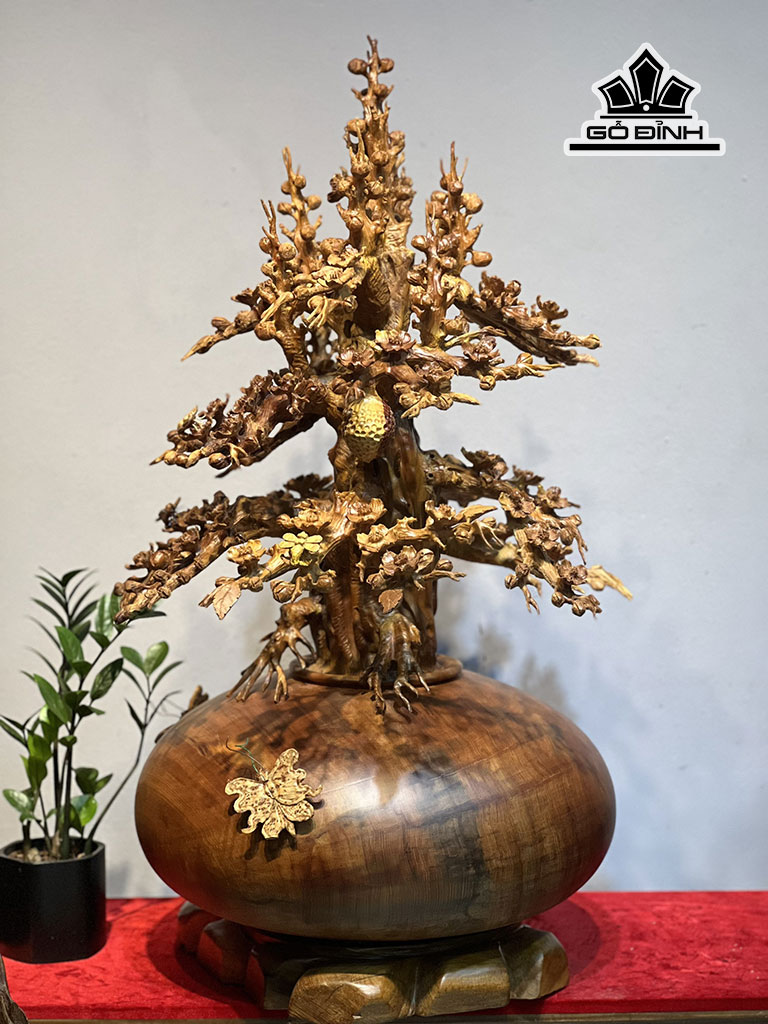 Bình Mai Phú Quý Gỗ Ngọc Am Cao 92 Ngang 60 Sâu 58 (cm)