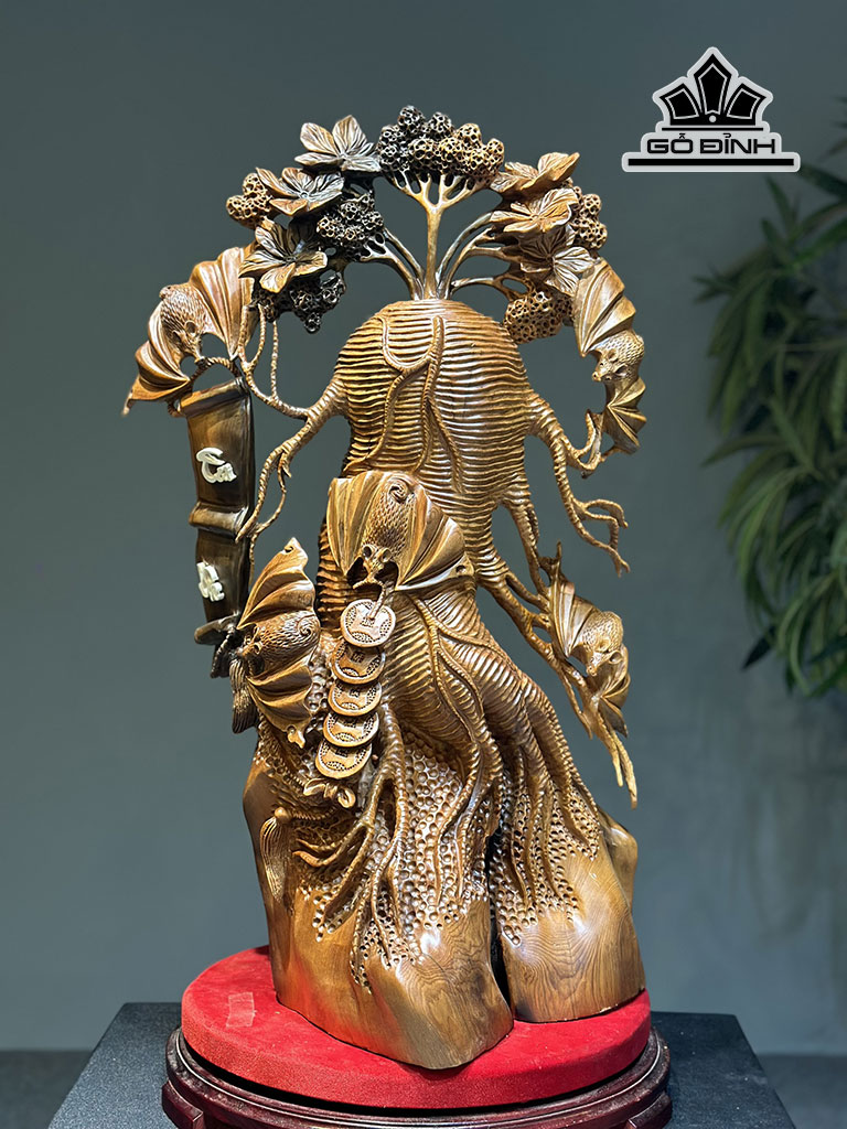 Nhân Sâm Trường Thọ Gỗ Ngọc Am Cao 75 Ngang 45 Sâu 22 (cm)