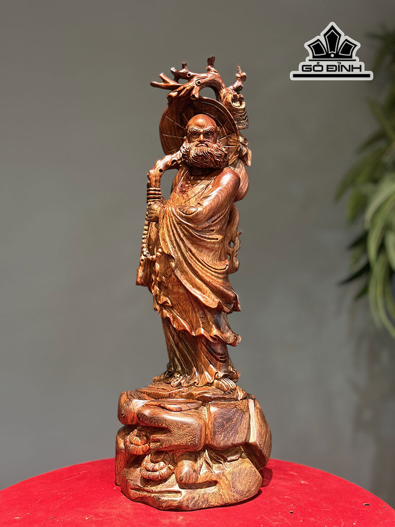 Tượng Đạt Ma Sư Tổ Gỗ Cẩm Cao 43 Ngang 14 Sâu 13 (cm)