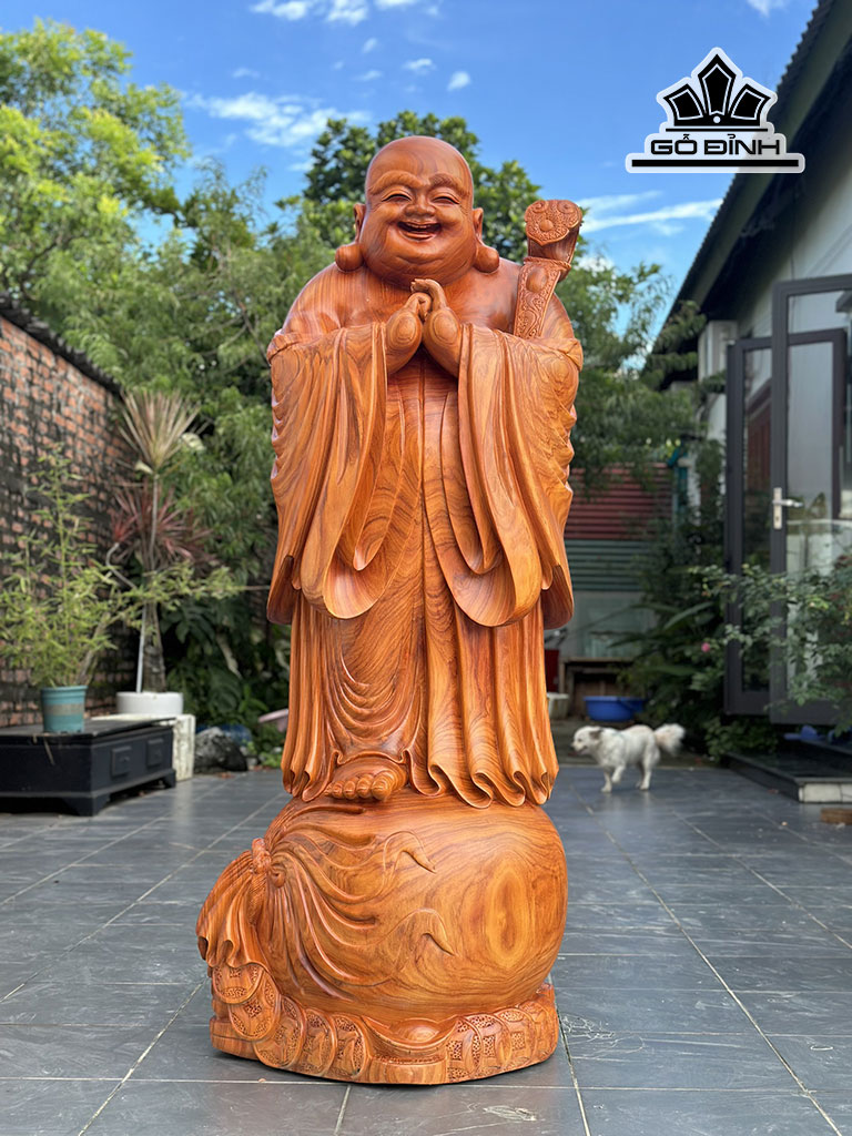 Tượng Phật Di Lặc Chúc Phúc Gỗ Hương Cao 180 Ngang 70 Sâu 54 (cm)